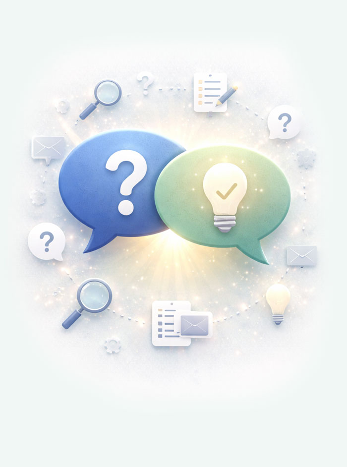 Abstract image representing questions and answers