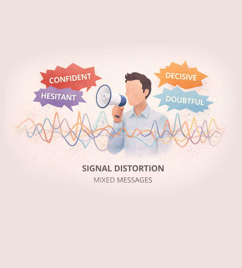 Illustration of signal distortion and mixed messages