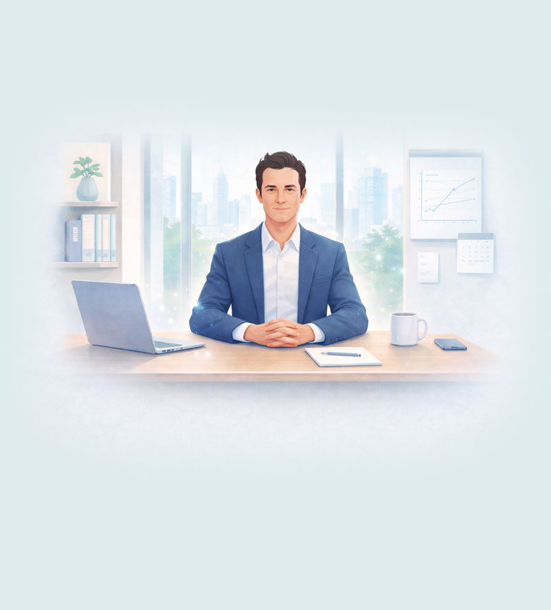 Calm, clear presence in a modern setting